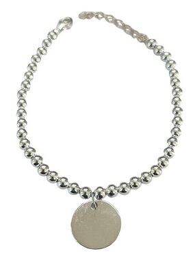 Sterling Silver Beaded Disc Bracelet 6.5–7.5" | 925 Engravable Charm Bracelet